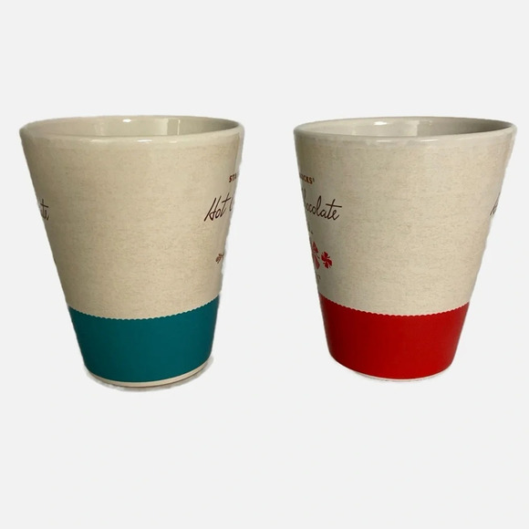 Starbucks Coffee Hot Chocolate Mugs Set of Two Red Turquoise 2010 15 fl. Oz. - Picture 4 of 10